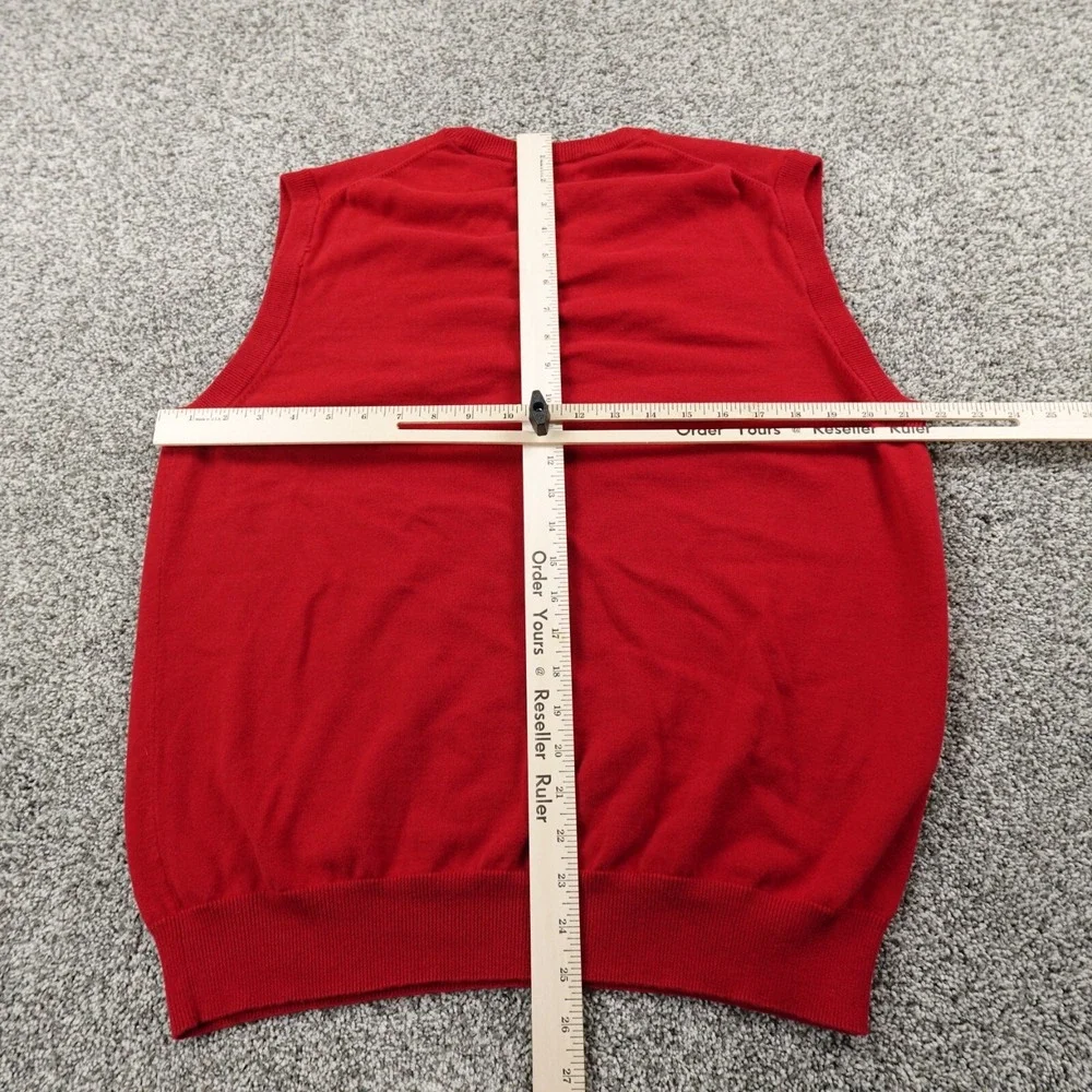 Ralph Lauren Chaps Vest Mens L Red Pullover V Neck‎ Sweater Grandpa Golf Preppy